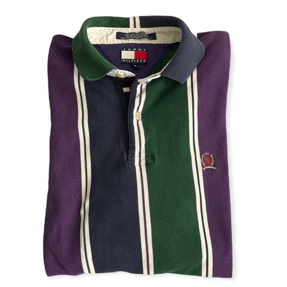 Vintage 90’s Tommy Hilfiger Striped Polo Shirt Men’s M - Picture 3 of 6